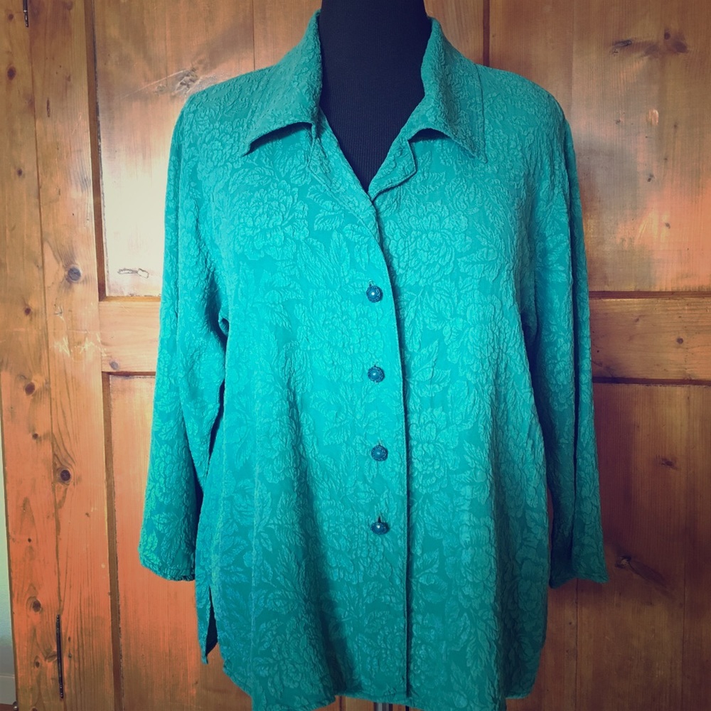 Uru teal blue-green blouse